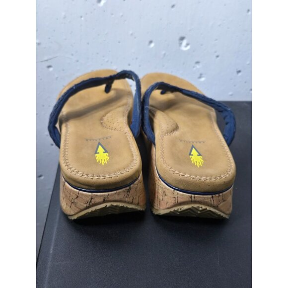 Volatile Womens Blue Wedge Platform Sandals Size 7 Woven Summer Cork Chunky Date - Picture 5 of 11